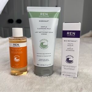 REN Skincare Bundle - AHA Tonic, Cleansing Milk, Youth Serum